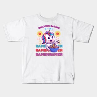 Unicorn Noodles: A Magical Ramen Feast kawaii Kids T-Shirt